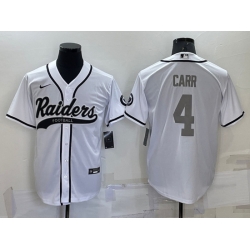 Men Las Vegas Raiders 4 Derek Carr White Grey Cool Base Stitched Baseball Jersey