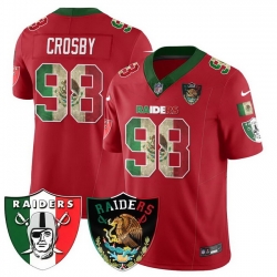 Men Las Vegas Raiders  98 Maxx Crosby Red Mexico F U S E  Vapor Stitched Football Jersey