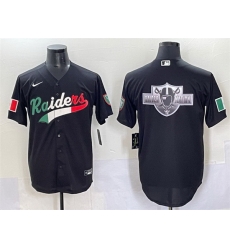 Men Las Vegas Raiders Team Big Logo Black Mexico Cool Base Stitched Baseball Jersey