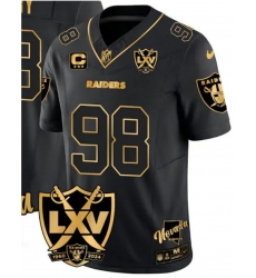 Men Los Vegas Raiders #98 Maxx Crosby Black Gold 2025 Stitched Jersey Men Los Vegas Raiders #98 Maxx Crosby Black Gold 2025 Stitched Jersey