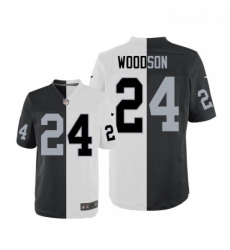 Mens Nike Oakland Raiders 24 Charles Woodson Elite BlackWhite Split Fashion NFL Jersey Mens Nike Oakland Raiders 24 Charles Woodson Elite BlackWhite Split Fashion NFL Jersey