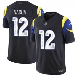 Men Los Angeles Rams 12 Puka Nacua Black 2025 F U S E Rivalries Vapor Limited Stitched Football Jersey