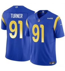 Men Los Angeles Rams 91 Kobie Turner Blue 2025 F U S E Vapor Untouchable Stitched Football Jersey Men Los Angeles Rams 91 Kobie Turner Blue 2025 F U S E Vapor Untouchable Stitched Football Jersey