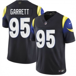 Men Los Angeles Rams  95 Myles Garrett Black 2025 F U S E   Rivalries  Vapor Limited Stitched Football Jersey