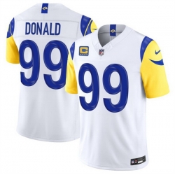 Men Los Angeles Rams  99 Aaron Donald White 2026 F U S E  4  Star C Patch Vapor Limited Stitched Football Jersey