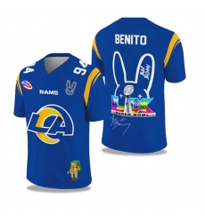Men Los Angeles Rams Blue 2025 2026 Bowl LX Print Jersey