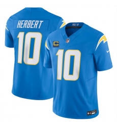 Men Los Angeles Chargers 10 Justin Herbert Blue 2025 F U S E With 4 Star C Patch Vapor Limited Stitched Football Jersey