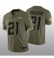 Men Los Angeles Chargers 21 LaDainian Tomlinson Olive 2022 Salute To Service Limited Stitched Jersey Men Los Angeles Chargers 21 LaDainian Tomlinson Olive 2022 Salute To Service Limited Stitched Jersey