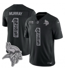 Men Minnesota Vikings  1 Kyler Murray Black F U S E  2026 Salute to Service Limited Stitched Football Jersey