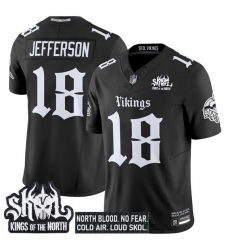 Men Minnesota Vikings 18 Justin Jefferson Black 2025 F U S E  Kings of the North Patch Gothic Norseblood Edition Vapor Untouchable Limited Stitched Footbal