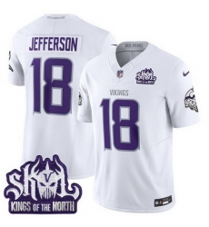 Men Minnesota Vikings 18 Justin Jefferson White 2025 F U S E Winter Warrior Skol Patch Vapor Limited Stitched Football Jersey Men Minnesota Vikings 18 Justin Jefferson White 2025 F U S E Winter Warrior Skol Patch Vapor Limited Stitched Football Jersey