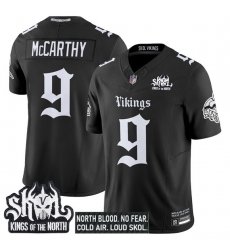 Men Minnesota Vikings 9 J J  McCarthy Black 2025 F U S E  Kings of the North Patch Gothic Norseblood Edition Vapor Untouchable Limited Stitched Football Je