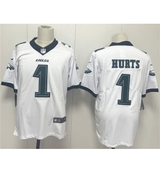 Men Philadelphia Eagles 1 Jalen Hurts White 2024 New Vapor Untouchable Limited Stitched Football Jersey