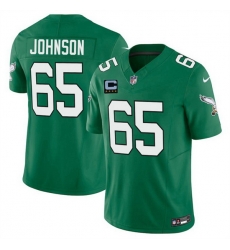 Men Philadelphia Eagles 65 Lane Johnson Kelly Green 2025 F U S E  With 4 Star C Patch Vapor Untouchable Limited Throwback Stitched Football Jersey
