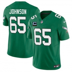 Men Philadelphia Eagles 65 Lane Johnson Kelly Green 2025 F U S E  With 4 Star C Patch Vapor Untouchable Limited Throwback Stitched Football Jersey