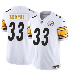 Men Pittsburgh Steelers 33 Jack Sawyer White 2025 Draft F U S E  Vapor Limited Stitched Football Jersey