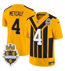 Men Pittsburgh Steelers 4 DK Metcalf Gold 1933 F U S E  Throwback Alternate Football Stitched Football Jersey