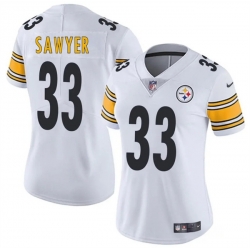 Women Pittsburgh Steelers 33 Jack Sawyer White 2025 Draft Vapor Untouchable Limited Stitched Football Jersey