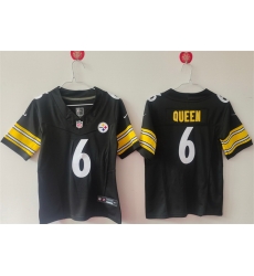 Women Pittsburgh Steelers 6 Patrick Queen F U S E Black Vapor Stitched Football Jersey 