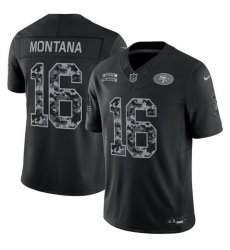 Men San Francisco 49ers  16 Joe Montana Black F U S E  2026 Salute to Service Limited Stitched Football Jersey