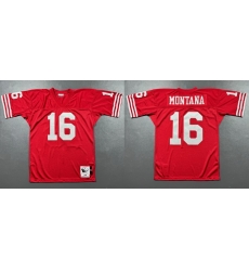 Men San Francisco 49ers 16 Joe Montana Red 1989 Stitched Football Jersey