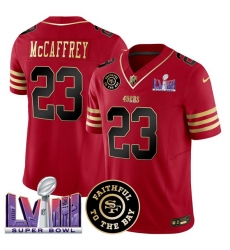 Men San Francisco 49ers 23 Christian Mccaffrey Red 2025 F U S E Faithful 26 Super Bowl LVIII Patch Vapor Limited Stitched Football Jersey Men San Francisco 49ers 23 Christian Mccaffrey Red 2025 F U S E Faithful 26 Super Bowl LVIII Patch Vapor Limited Stitched Football Jersey