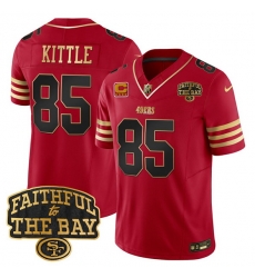 Men San Francisco 49ers 85 George kittle Red 2025 F U S E  4 Star C With Faithful To The Bay Patch Limited V8 Stitched Football Jersey