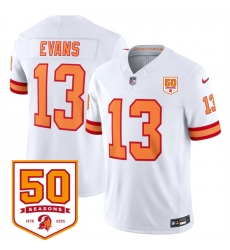 Men Tampa Bay Buccaneers 13 Mike Evans White 2025 F U S E 50th Anniversary Patch Vapor Limited Stitched Jersey Men Tampa Bay Buccaneers 13 Mike Evans White 2025 F U S E 50th Anniversary Patch Vapor Limited Stitched Jersey