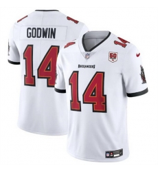 Men Tampa Bay Buccaneers 14 Chris Godwin White 2025 50th Anniversary Patch Vapor Untouchable Limited Stitched Football Jersey