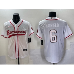 Men Tampa Bay Buccaneers 6 Baker Mayfield White Cool Base Stitched Baseball Jersey