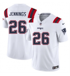 Men New England Patriots 26 Terrell Jennings White 2025 F U S E Vapor Limited Stitched Football Jersey Men New England Patriots 26 Terrell Jennings White 2025 F U S E Vapor Limited Stitched Football Jersey