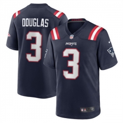 Men New England Patriots 3 Demario Douglas Navy 2025 Stitched Game Jersey