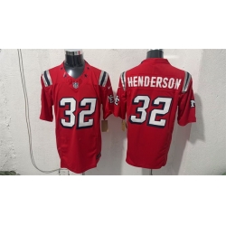 Men New England Patriots  32 TreVeyon Henderson Red F U S E  Vapor Limited Stitched Football Jersey
