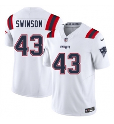 Men New England Patriots 43 Bradyn Swinson White 2025 F U S E  Vapor Limited Stitched Football Jersey