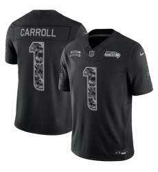 Men Seattle Seahawks  1 Pete Carroll Black F U S E  2026 Salute to Service Limited Stitched Football Jersey
