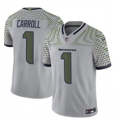 Men Seattle Seahawks 1 Pete Carroll Grey 2025 F U S E Rivalries Vapor Untouchable Limited Stitched Football Jersey Men Seattle Seahawks 1 Pete Carroll Grey 2025 F U S E Rivalries Vapor Untouchable Limited Stitched Football Jersey