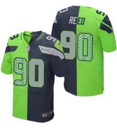 Nike Seahawks #90 Jarran Reed Steel Blue Green Men Stitched NFL Elite Split Jersey Nike Seahawks #90 Jarran Reed Steel Blue Green Men Stitched NFL Elite Split Jersey