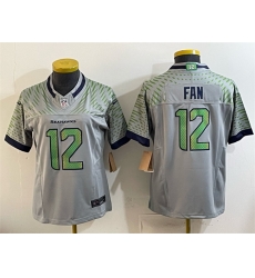 Women Seattle Seahawks 12 Fan Grey 2025 F U S E   Rivalries Vapor Untouchable Limited Stitched Football Jersey