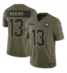 Men Miami Dolphins 13 Dan Marino Olive 2025 Salute to Service Limited Stitched Football Jersey