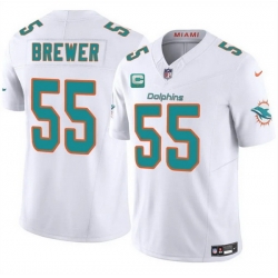 Men Miami Dolphins 55 Aaron Brewer White 2025 F U S E  With 1 Star C Patch Vapor Limited Stitched Football Jersey
