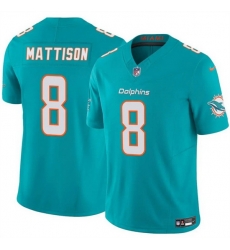 Men Miami Dolphins 8 Alexander Mattison Aqua 2025 F U S E  Vapor Limited Stitched Football Jersey