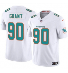 Men Miami Dolphins 90 Kenneth Grant White 2025 Draft F U S E  Vapor Limited Stitched Football Jersey