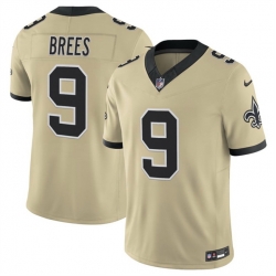Men New Orleans Saints 9 Drew Brees Gold 2025 F U S E  Alternate Vapor Limited Stitched Football Jersey