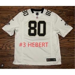 Men Saints #3 HEBERT White Throwback Sttiched Jersey