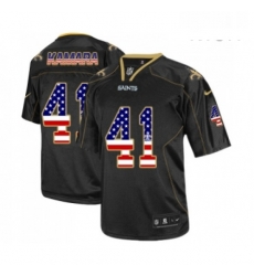 Mens New Orleans Saints 41 Alvin Kamara Elite Black USA Flag Fashion Football Jersey Mens New Orleans Saints 41 Alvin Kamara Elite Black USA Flag Fashion Football Jersey