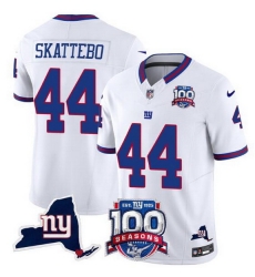 Men New York Giants 44 Cam Skattebo White 2025 Draft F U S E  100th Season 26 State Patch Vapor Limited Stitched Football Jersey