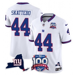 Men New York Giants 44 Cam Skattebo White 2025 Draft F U S E  100th Season 26 State Patch Vapor Limited Stitched Football Jersey