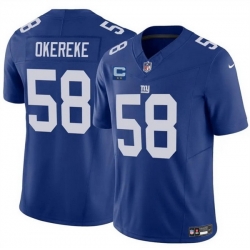 Men New York Giants 58 Bobby Okereke Blue 2025 F U S E  With 2 Star C Patch Vapor Untouchable Limited Stitched Jersey