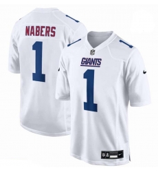 Men New York Giants Malik Nabers #1 Nike Tundra White Fashion Jersey