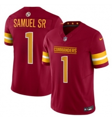 Men Washington Commanders 1 Deebo Samuel Sr Burgundy 2025 F U S E Vapor Limited Stitched Football Jersey Men Washington Commanders 1 Deebo Samuel Sr Burgundy 2025 F U S E Vapor Limited Stitched Football Jersey